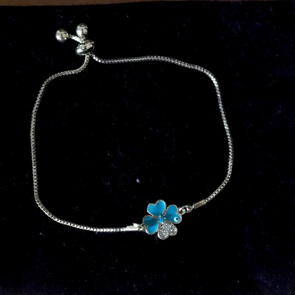 Gold Adjustable Clover Tiffany Blue and Gold Bracelet Womens Blue dot design🧿 - Picture 3 of 7